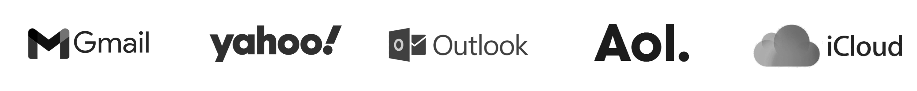 Gmail, Outlook, iCloud, Yahoo